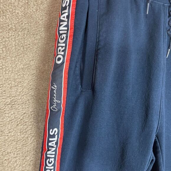 Jack & Jones Joggers Mens Small Navy Blue Skinny Fit Slogan Leg Tape Sweatpants - Picture 3 of 10